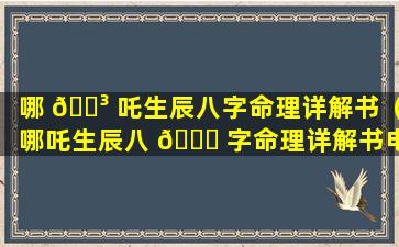 哪 🐳 吒生辰八字命理详解书（哪吒生辰八 🐋 字命理详解书电子版）